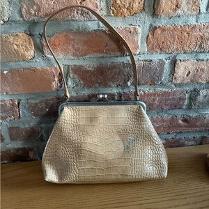 Elegant Tan Crocodile-Embossed Women's Bag